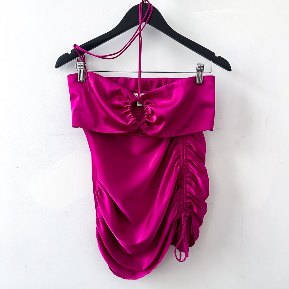 12th Tribe Skirt Set - St. Barths Matching Fuchsia Satin Bandeau and Mini Skirt